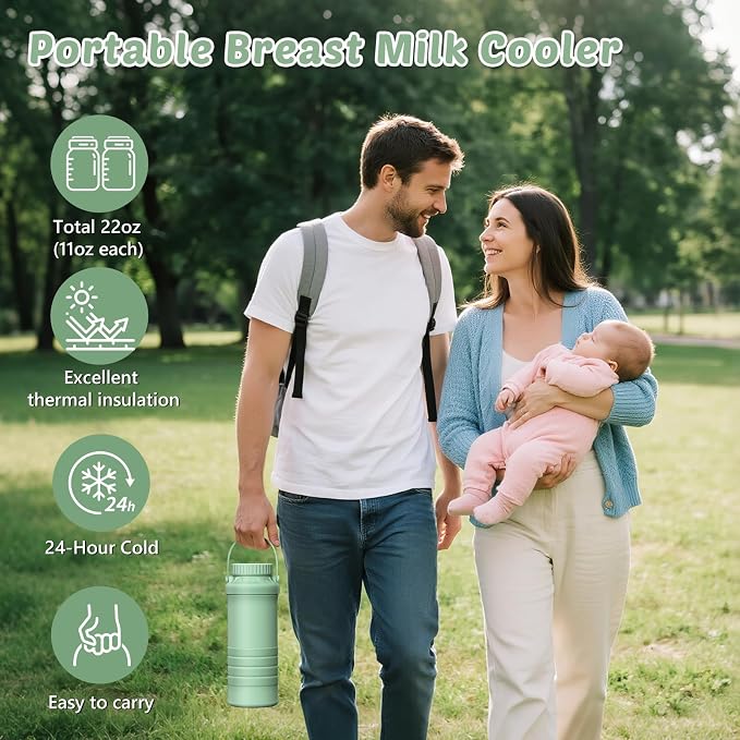 22oz Portable Breastmilk Cooler Bottle, Stainless Steel Breast Milk Chiller - Image 2