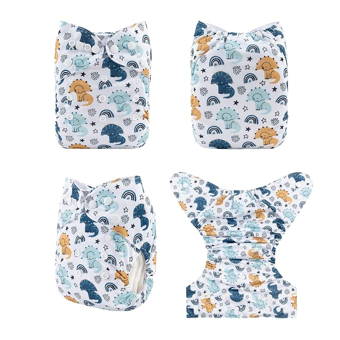 babygoal Reusable Cloth Diapers 6 Pack+6pcs Rayon from Bamboo Inserts+Wet Bag - Image 3