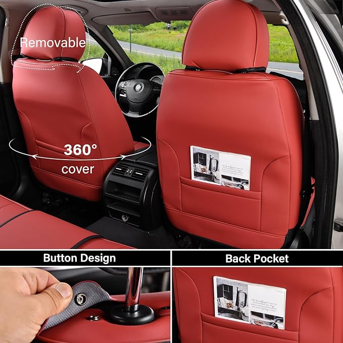 Coverado Car Seat Covers Full Set, Car Seat Protector Waterproof, Nappa Leather - Image 3