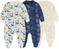 Newborn Baby 2-way Zipper Romper Cotton One-piece Jumsuit 3-pack, 0-24 Months by MAMIMAKA