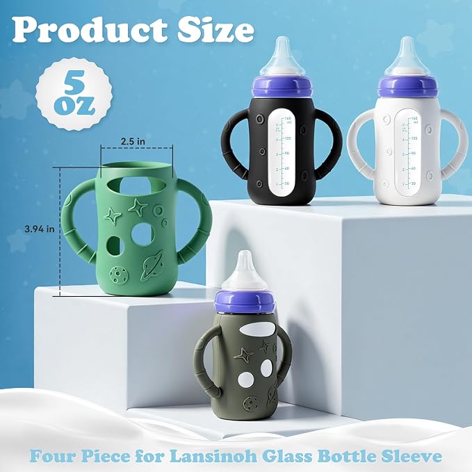 4-Pack Silicone Sleeves for Lansinoh Glass Bottles 5 oz-Starry Sky Design Baby - Image 2