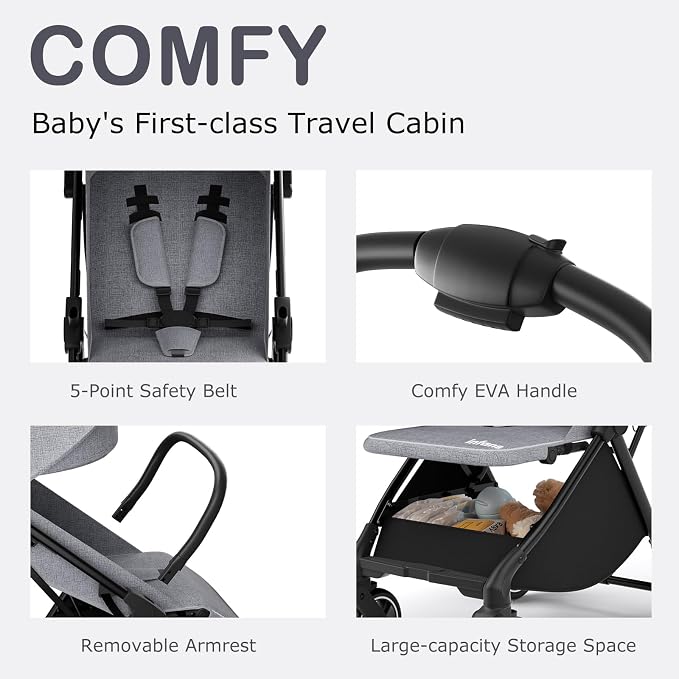 INFANS Ultra-Compact Fold Airplane Ready Travel Stroller, One-Hand Gravity Fold - Image 7