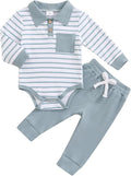 Newborn Baby Boy Girl Clothes Ribbed Knitted Long Sleeve Romper Pants Solid by MABABY