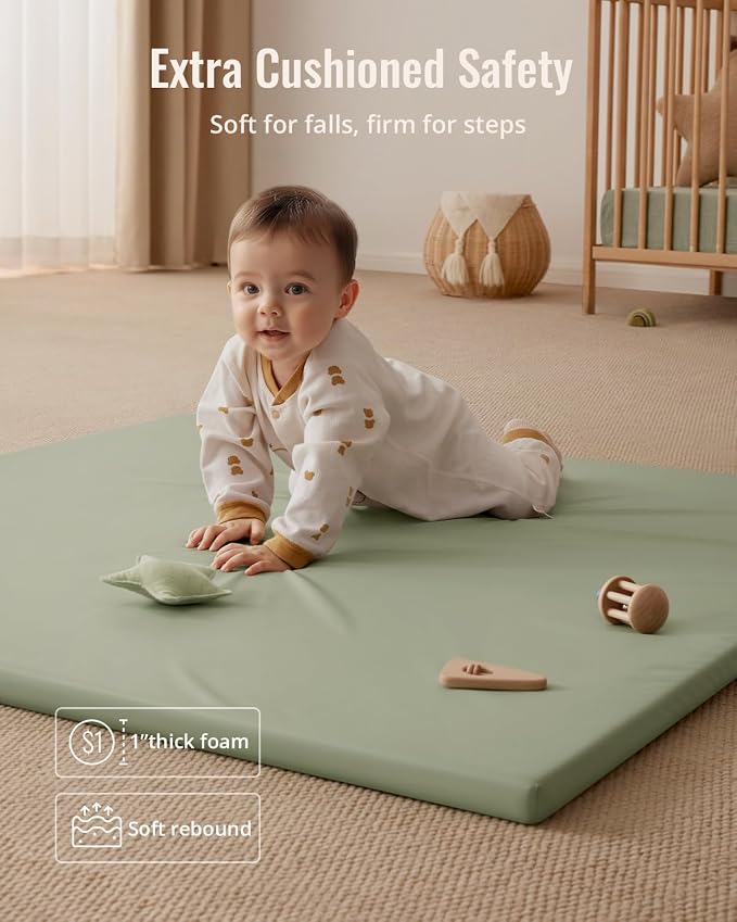 Blissful Diary Vegan Leather Baby Play Mat, 47x47 Thicken Foam Cushioned & - Image 5