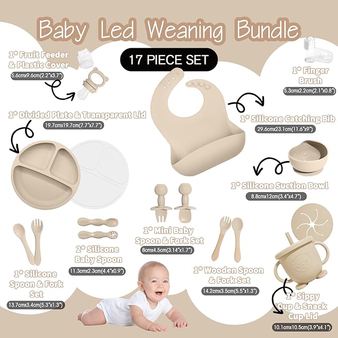Baby Led Weaning Supplies, 17 Piece BPA-Free Silicone Feeding Set, Eating - Image 2