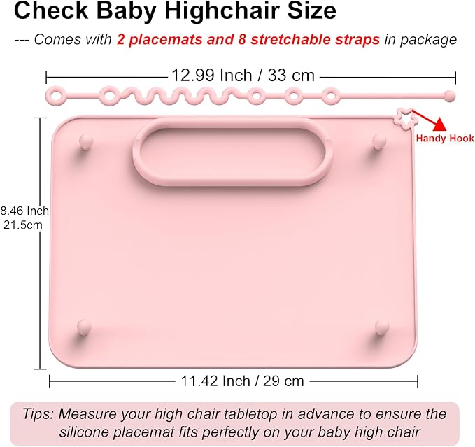 2 Pack Baby Silicone Mat, with Suction Base and 8 Stretchable Straps, Seposeve - Image 6
