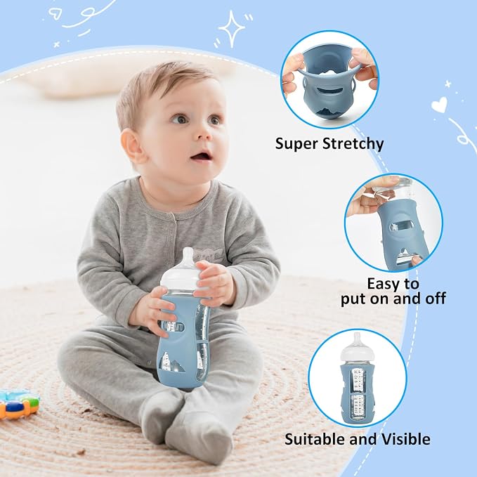 3 Pack Silicone Sleeves for Philips Avent Natural Glass Baby Bottles, Anti - Image 5