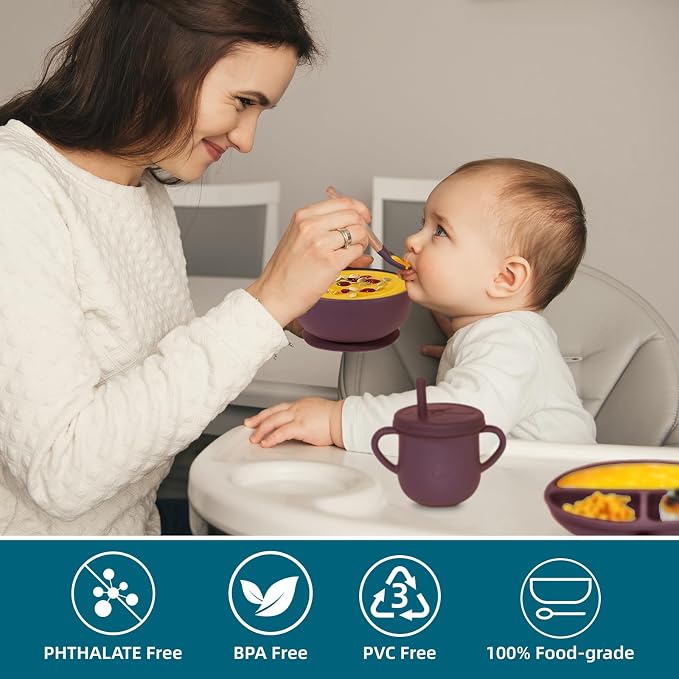 100% Silicone Baby Feeding Set, BPA Free Dishes - Image 5