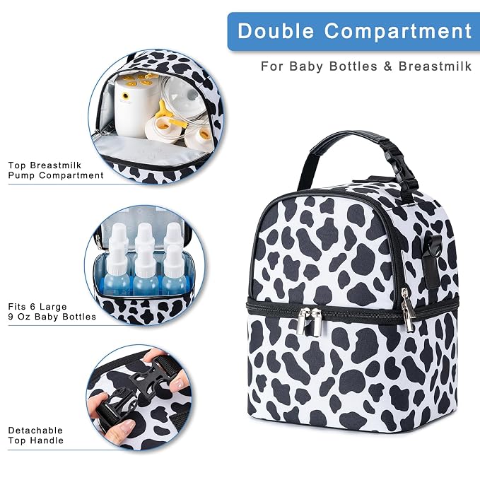 Breastmilk Cooler Bag with Ice Pack Fits 6 Baby Bottles up to 9 Ounce, Breast - Image 3