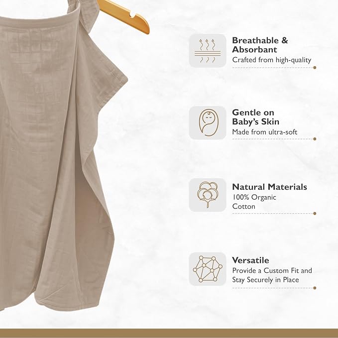 MOZAH 100% Organic Cotton Muslin Nursing Cover - Image 2