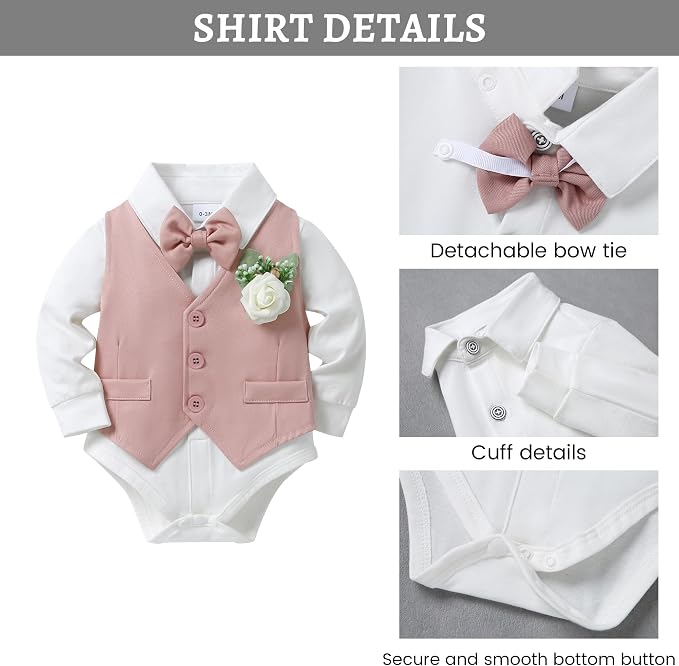 SANMIO Baby Boy Clothes Suits Infant Gentleman Outfit Collared Dress - Image 5