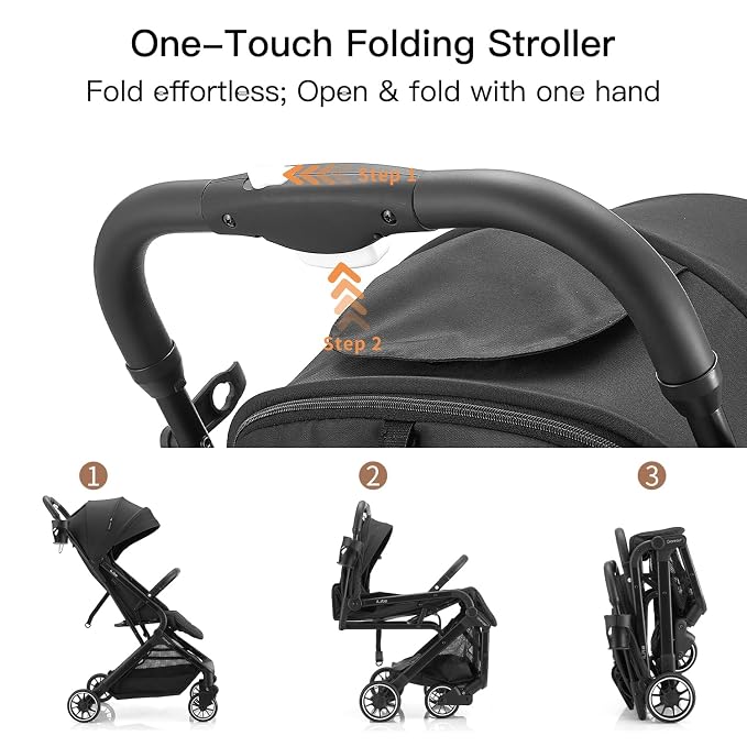 Compact Fold Baby Stroller, Lightweight Travel Toddler Stroller - Image 2