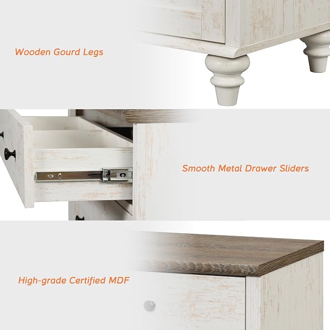 WAMPAT Rustic White Dresser for Kids Bedroom - Image 3