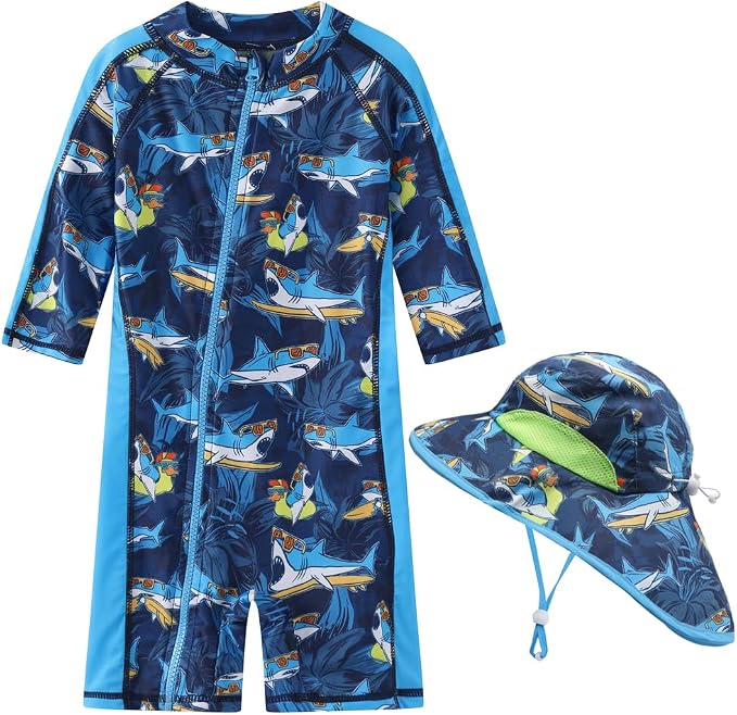 Toddler Baby Boys Swimsuit Rashguard One Piece Zipper Bathing Suit - Image 5