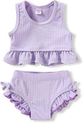 HAPPYMA Baby Swimsuit Toddler Girl Bathing Suit Summer Solid Color Bikini Set by FuntodressHappyChildhood