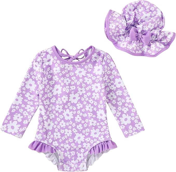 YOUNGER TREE Infant Baby Girls Swimsuit Long Sleeve Swimsuits One Piece by YOUNGERTREE