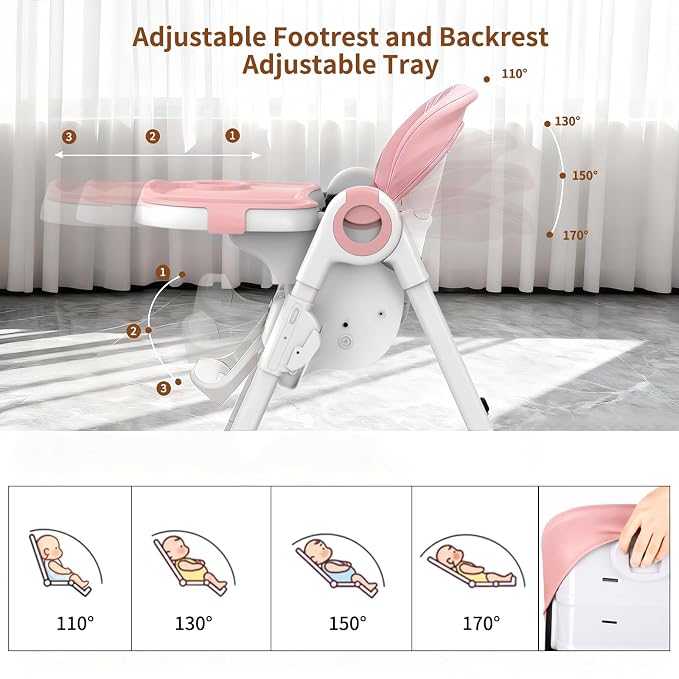 4 in 1 High Chairs for Babies and Toddlers, Foldable Baby High Chairs, Feeding - Image 3