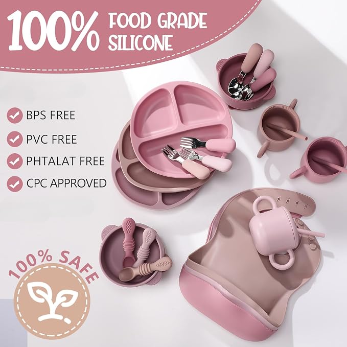 Yinder 24 Pack Silicone Baby Feeding Set Baby LED Weaning Supplies Includes - Image 2