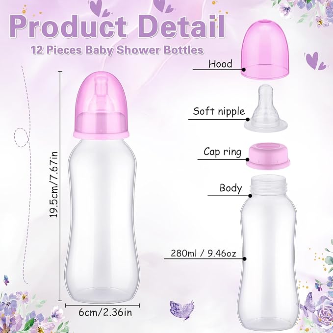TrelaCo Cool Baby Shower Games Sets 12 Pcs Feeding Bottles - Image 3
