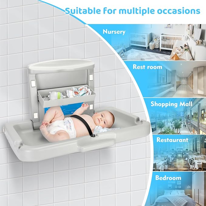 Commercial Baby Changing Station Diaper Wall Mount, Foldable Baby Change - Image 7