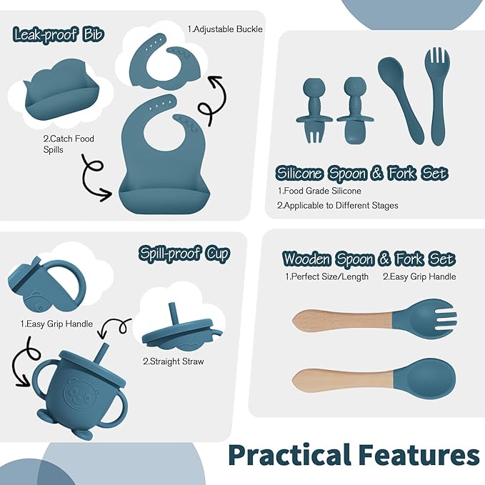 Baby Led Weaning Supplies, 17 Piece BPA-Free Silicone Feeding Set, Eating - Image 4