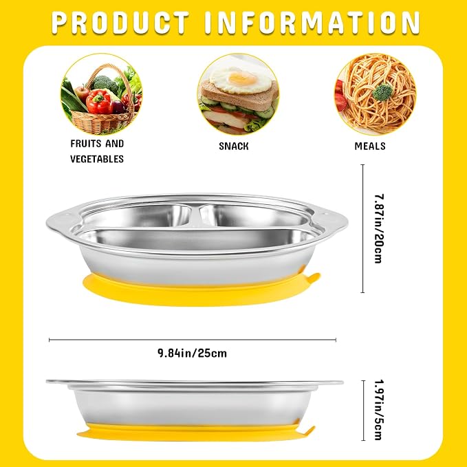 Stainless Steel Baby Suction Plates: Divided Plates - Image 4