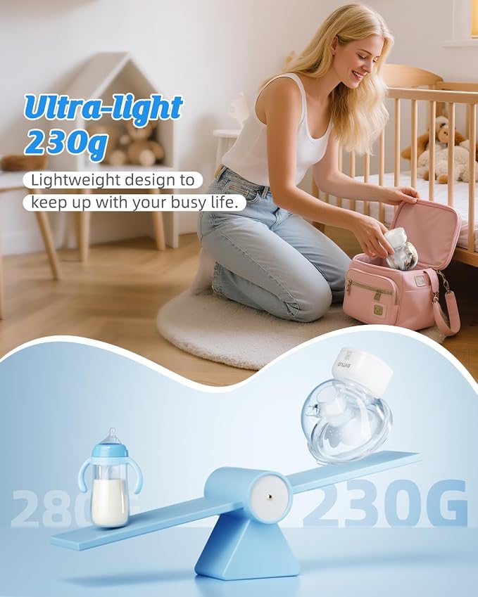 ANWIKE Hands Free Breast Pump Ultra-Light 230g, Wearable Breastfeeding Pump - Image 5