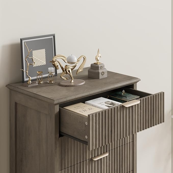 QUW Fluted 6 Drawer Dresser for Bedroom, Modern Tall Chest of Drawers - Image 5
