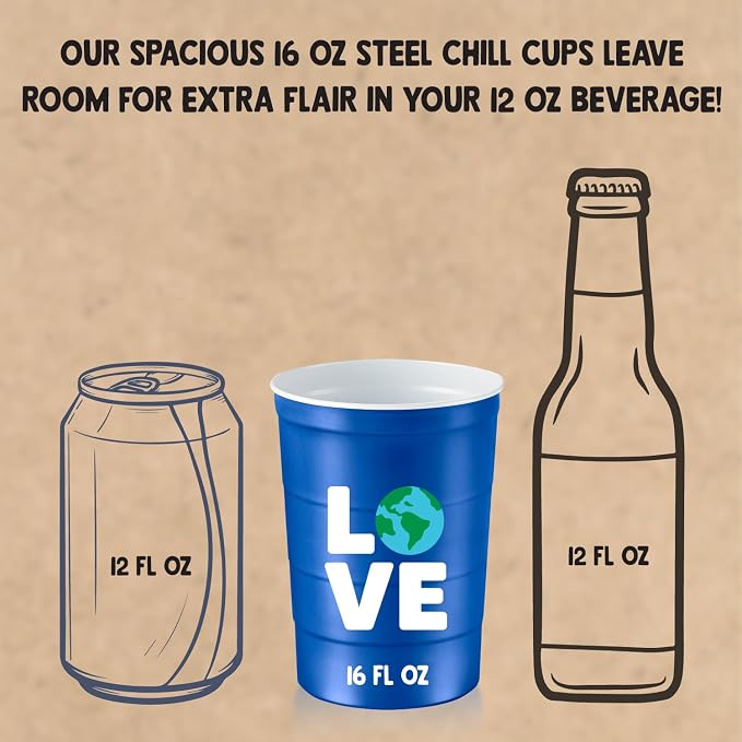16 oz. Party Cup Earth Day 'Love' Planet Recycle Design - Image 4