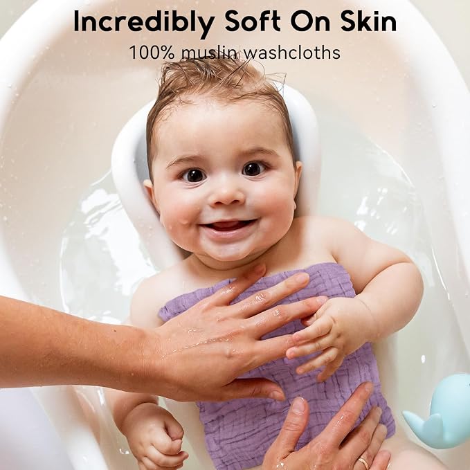 Muslin Baby Washcloths 6 Pack, 100% Cotton Wash Cloths - Image 2