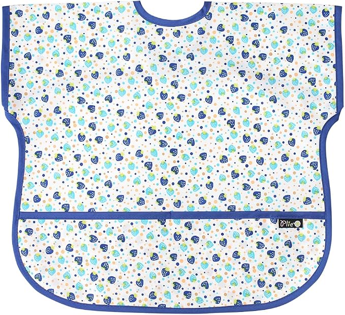 Short Sleeve Waterproof Bib for Toddlers – Feeding Apron for Mealtime, by Plie