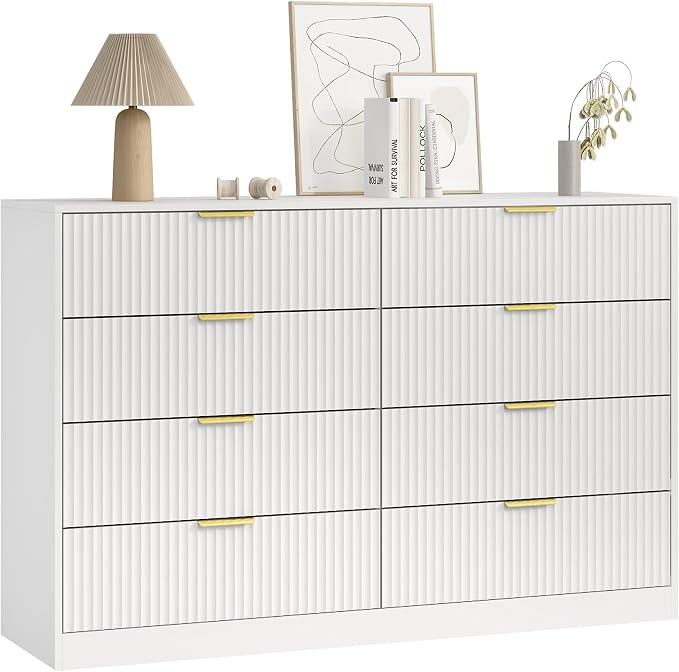 8 Drawer Dresser for Bedroom, Modern Fluted Double Dresser, Wooden Beside Table - Image 9