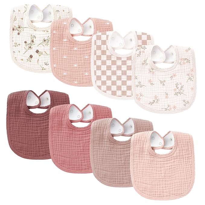 Konssy Muslin Baby Bibs 8 Pack Baby Bandana Drool Bibs Cotton by Konssy