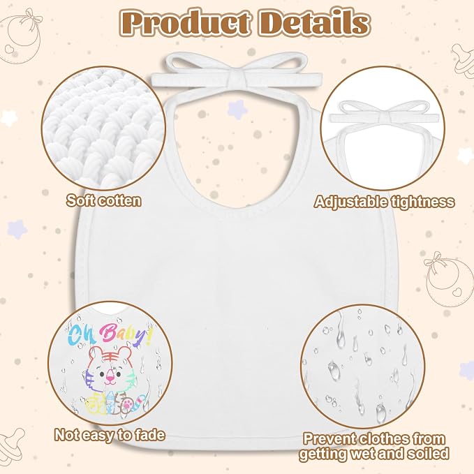 Baby Shower Game Sign Blank Bib DIY Set Newborn Essentials Stuff - Image 4