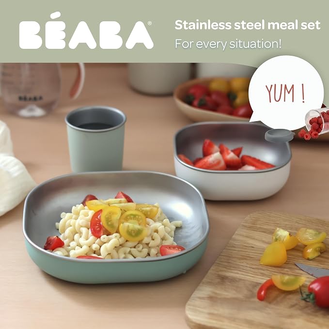 BEABA Stainless Steel Meal Set | Microwave and Oven Safe | Baby Plates Baby - Image 2