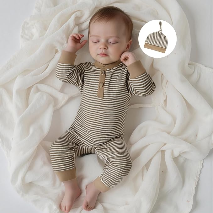 Kuriozud Newborn Infant Unisex Baby Boy Girl Clothes Button Romper Jumpsuit - Image 2