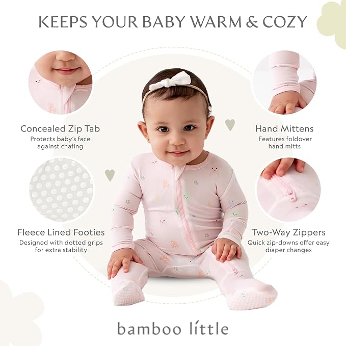 Bamboo Little Soft Baby Footie Pajamas, Baby Clothes, Newborn Sleepers - Image 2