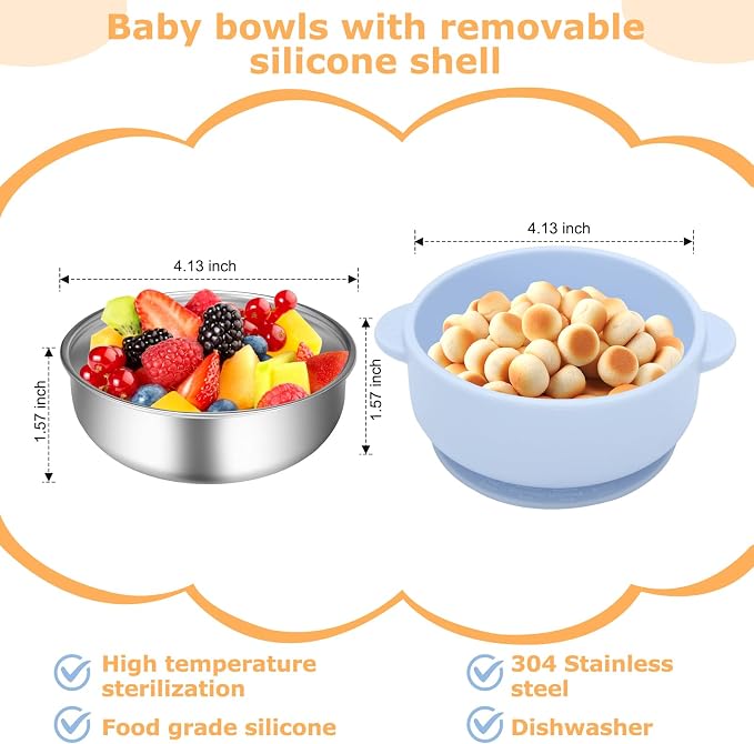 2 Pack Stainless Steel Baby Bowls - Image 4