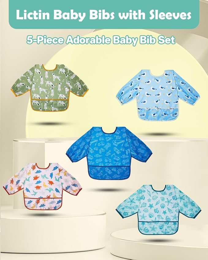 Lictin Long Sleeve Bibs 5 Pack - Image 2