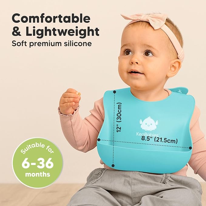 KeaBabies 2-Pack Silicone Baby Bibs - Image 3
