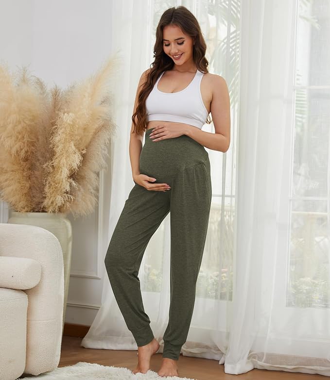 3 Pack Women's Maternity Sweatpants Over The Belly Pregnancy Jogger Pants - Image 5
