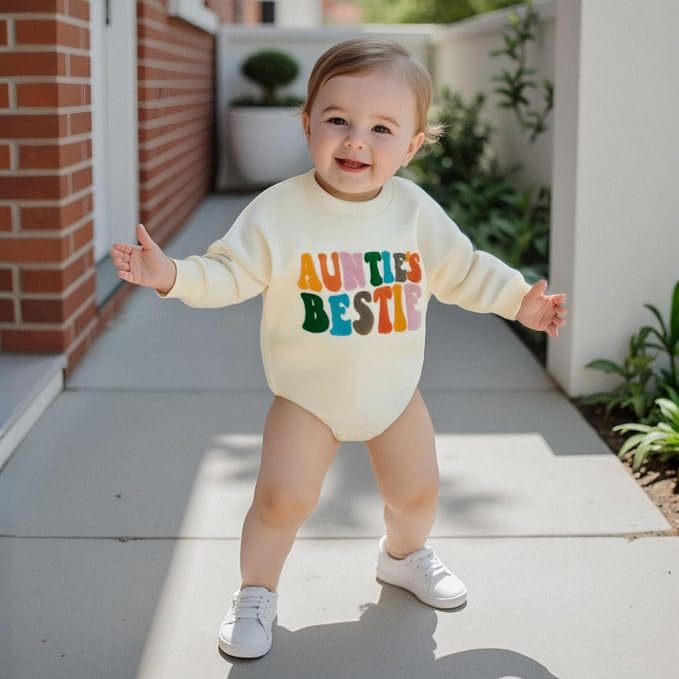 VISGOGO Newborn Infant Baby Boy Girls Oversized Romper Little Dude Sweater - Image 3