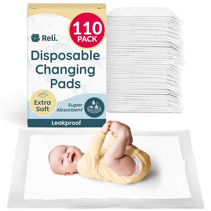 Reli. Disposable Changing Pads for Baby | 18" x 24" Disposable Diaper Changing by Reli