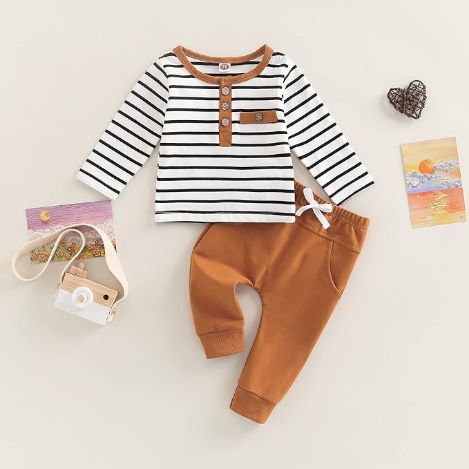 Toddler Baby Boy Clothes Solid Color Long Sleeve Crewneck Sweatshirt Top Casual - Image 2