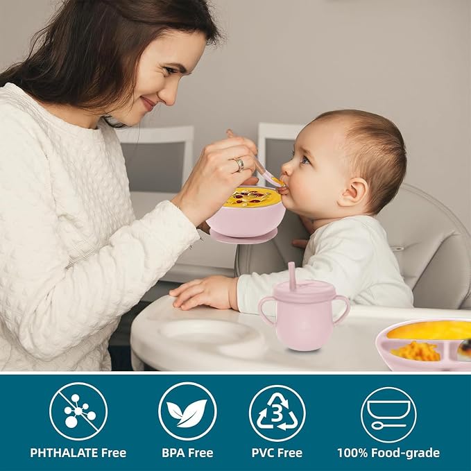 100% Silicone baby feeding set, BPA free Baby dishes set - Image 6