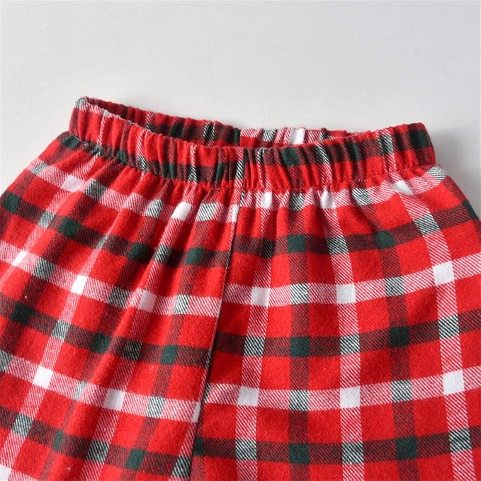 Schbbbta Kids Pajamas Set, Plaid Button Down Pjs - Image 5