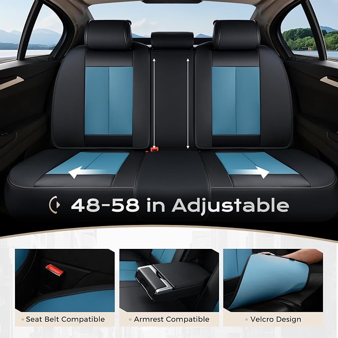 Coverado Car Seat Covers Full Set, Car Seat Protector Waterproof, Nappa Leather - Image 3