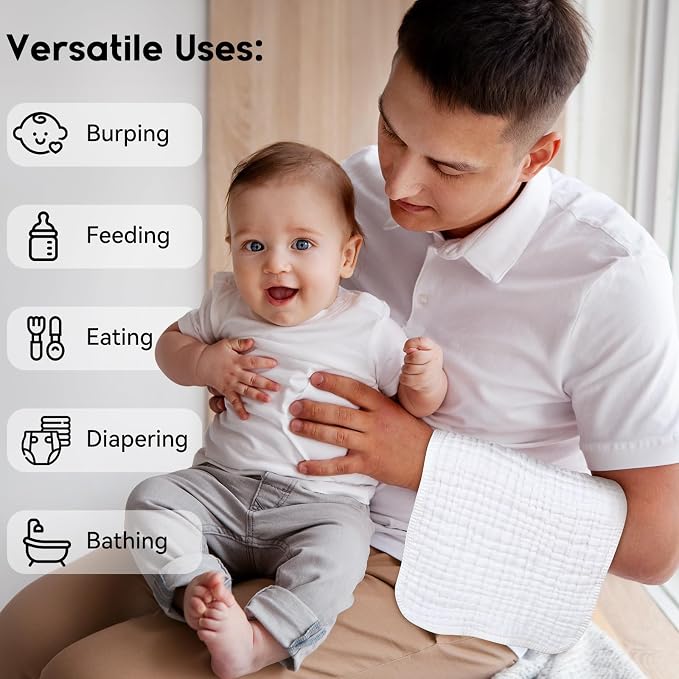 Muslin Burp Cloths for Baby 100% Cotton Burping Cloths for Boys Girls Large - Image 5