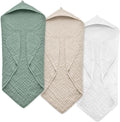 Hooded Baby Towels for Newborn, 35x35 Inch 3 Pack 100% Muslin Cotton Baby Bath by EveryNewMothersChoice