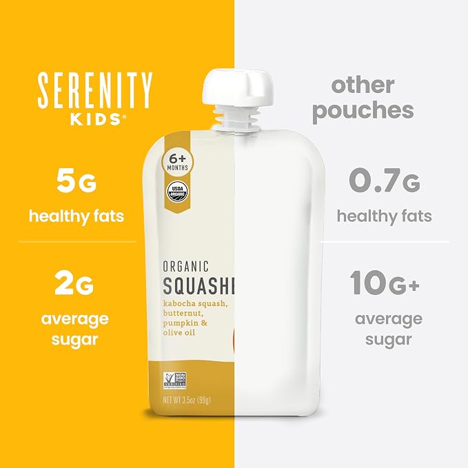 Serenity Kids 6+ Months Squash Veggie Baby Food Puree Pouches - Image 7